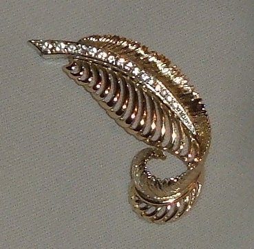 Vintage Brooch by Marboux - Feather with Rhinestones