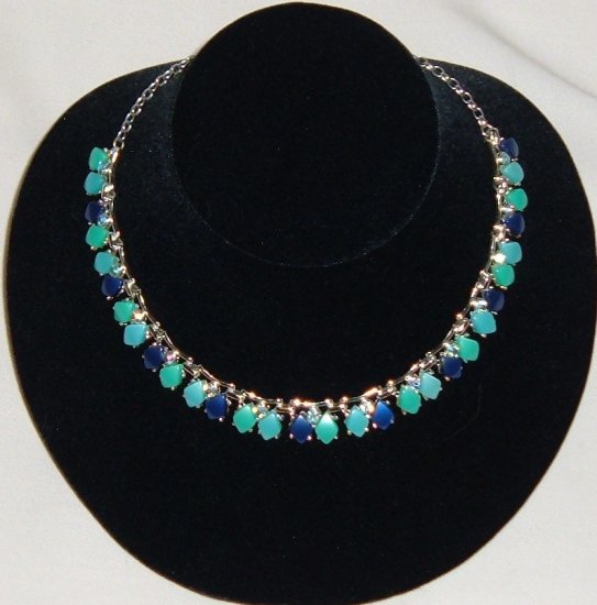 Vintage Coro Necklace - Thermoset and Rhinestones in Blue