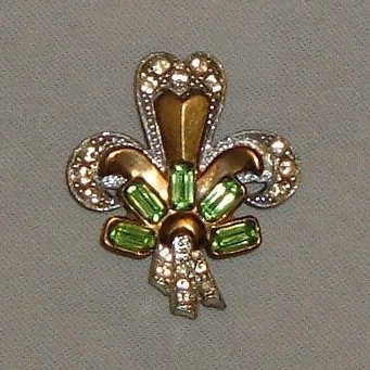 Vintage Brooch - Pot Metal with Paste and Glass Stones, Goldwash