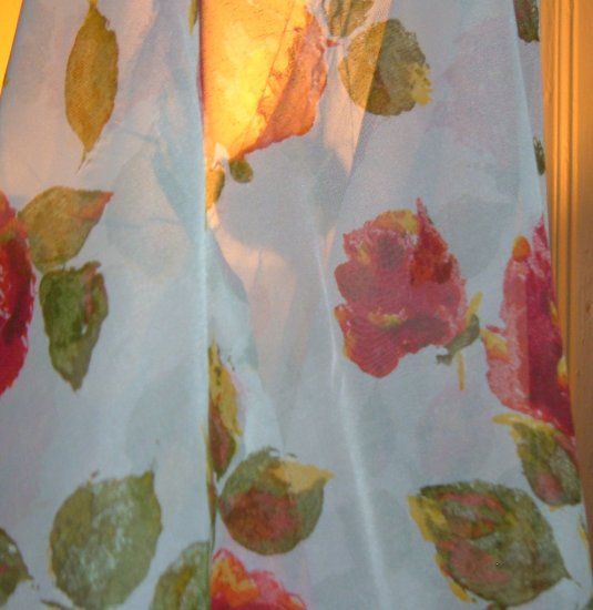 Vintage Nylon Sheer with Roses - 2 3/4 Yards
