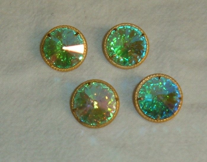 Vintage Rivoli Cut Rhinestone Buttons - Four Pieces