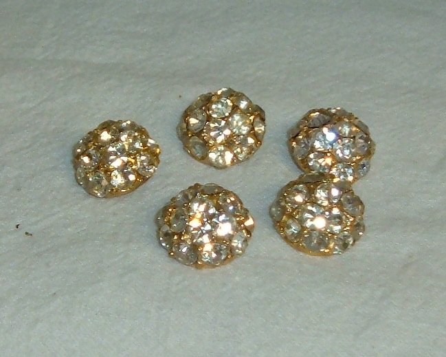 Vintage Rhinestone Buttons - 5 pcs 1/2" size