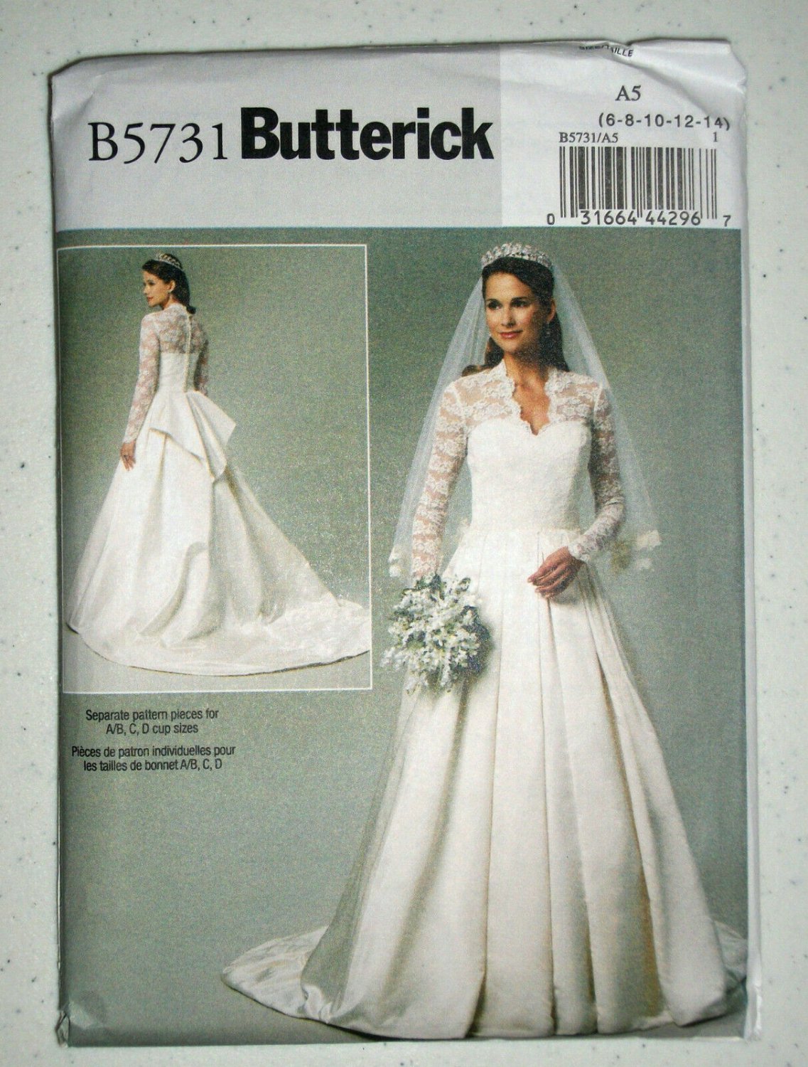 Beautiful Wedding Dress Butterick Pattern Women Sizes 6 14