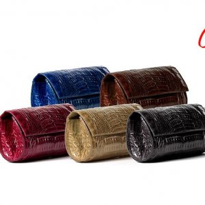 John Cole Florence Genuine Crocodile Body Overlap Red Clutch JC1001CB-RED