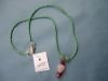 Green Strand Necklace With Rose Quartz Pendant