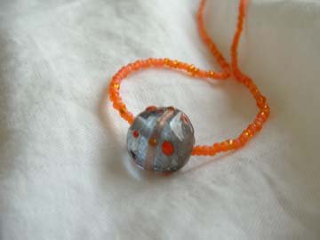Orange Necklace With Glass Bead