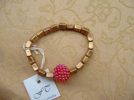 Gold And Raspberry Bracelet