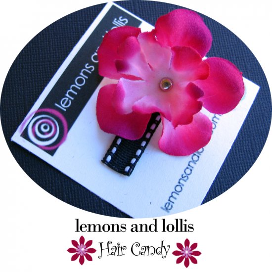 Baby Hairbow with Fuschia Flower
