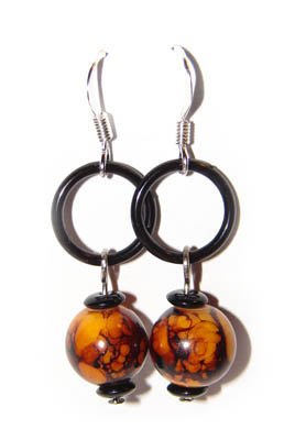 Handmade Earrings #5 - Black Brown Beads with Loop