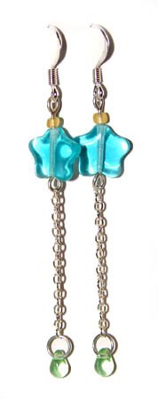 Handmade Earrings #6 - Green Aqua Blue Yellow Glass Beads