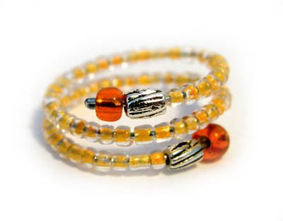 Handmade Ring #1 - Orange Glass Beads