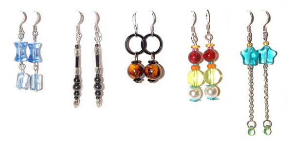 Lot with 5 Pairs of Handmade Earrings