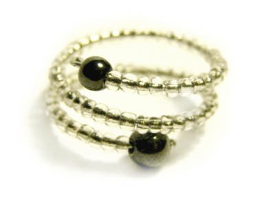 Handmade Ring #3 - Transparent Glass and Hematite Beads