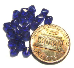 20 Blue Bicone Glass Beads