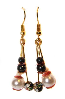 Handmade Earrings #13 - Hematite Cloisonné Beads