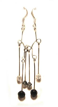Handmade Earrings #14 - Black Grey Transparent Beads
