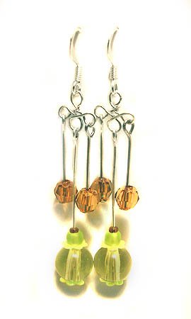 Handmade Earrings #15 - Green Brown Beads