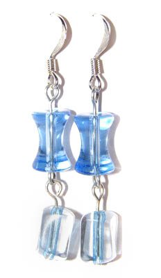 Handmade Earrings #8 - Blue Transparent Beads