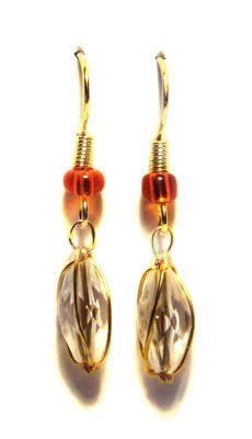 Handmade Earrings #18 - Orange and Transparent Beads