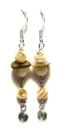 Handmade Earrings #17 - Motherpearl and Shell Beads