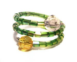 Handmade Ring #5 - Green Seed Beads
