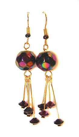 Handmade Earrings #21 - Violet and Rainbow Beads