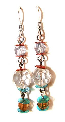 Handmade Earrings #22 - Faceted Round Tranparent Brown Beads