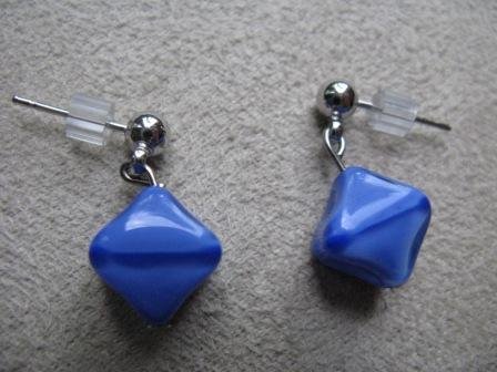 Blue Diamond-shaped Earrings