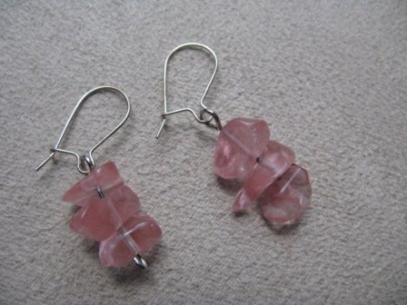 Short Pink Chip Dangle Earrings