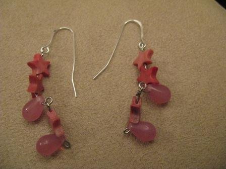 Pink Star & Teardrop Earrings