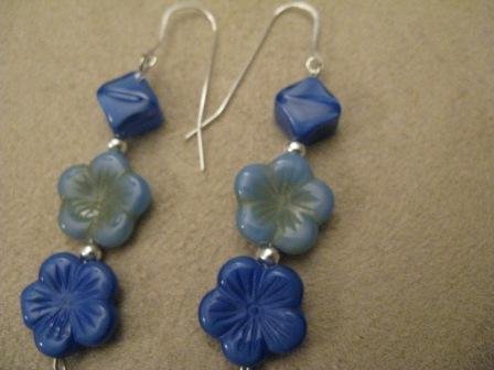 Bright Blue Flower Earrings