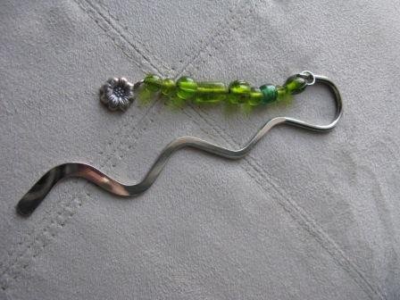 Green Glass Bead Flower Bookmark