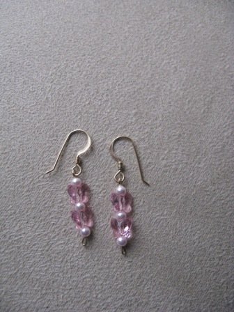 Pale Pink Pearl & Butterfly Bead Earrings
