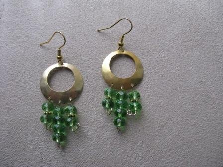 Gold & Green Funky Chandelier Earrings