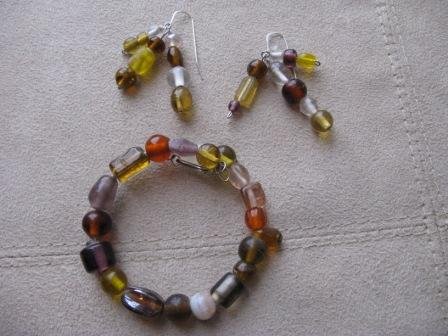 Mixed Glass Bead Bracelet & Earring Set