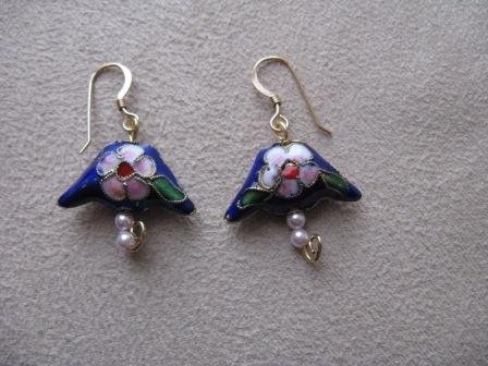 Blue Oriental Style Bead Earrings