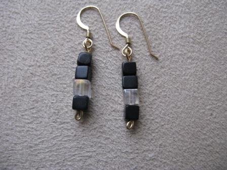 Black & Crystal Gold Earrings