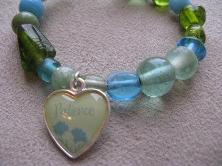 Green & Blue Glass Bead PATIENCE Recovery Bracelet