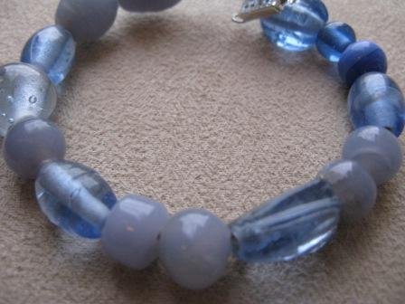 Grey Blue Glass Bead Bracelet