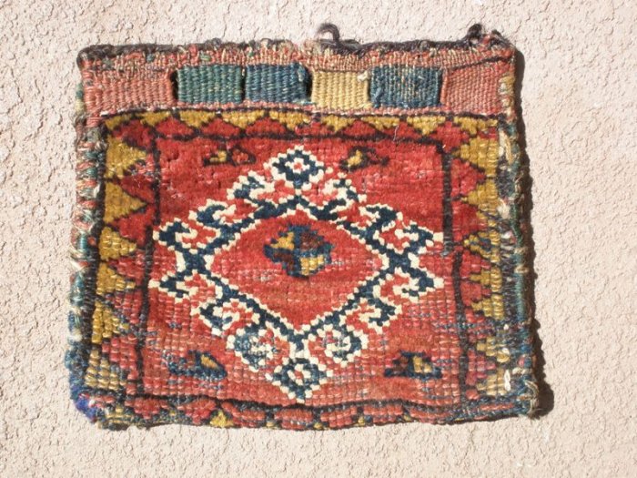 antique small pile weave bag with cute colours