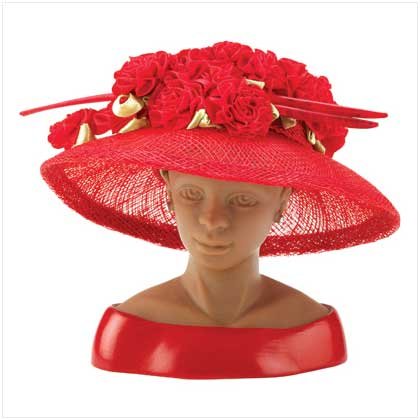 #13134 Red Sinamay Rosebud Hat
