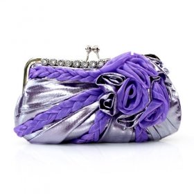 Gorgeous Satin Shell With Austrian Rhinestones Evening Bag Handbag Purse Clutch