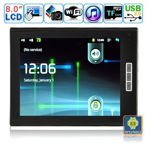 Android 2.3.1 Tablet PC-8 Inches TFT Dual-touch Resistive LCD-M8004(Steel Black)