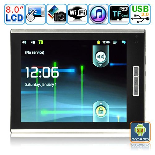 Android 2.3.1 Tablet PC-8 Inches TFT Dual-touch Resistive LCD-M8004(Steel White)
