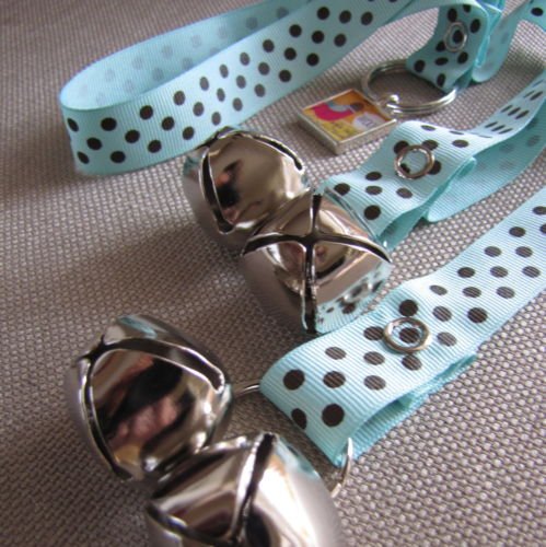 Dog House Training Bells-Blue and Brown Dots