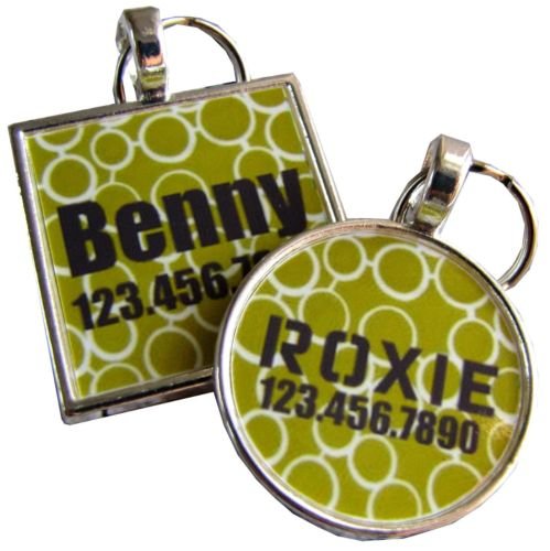 Modern Green Circles...Custom Graphic Pet ID Tag