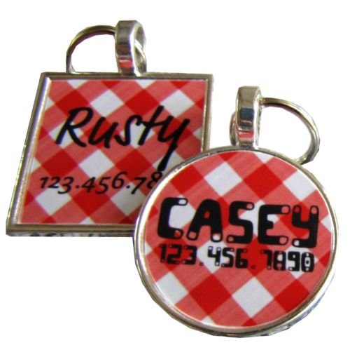 Red Picnic Plaid Custom Graphic Pet ID Tag