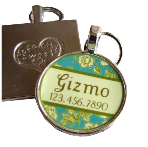 Mint Garden Rose Pet ID Tag
