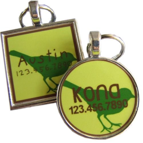 Green Bird Pet ID Tag
