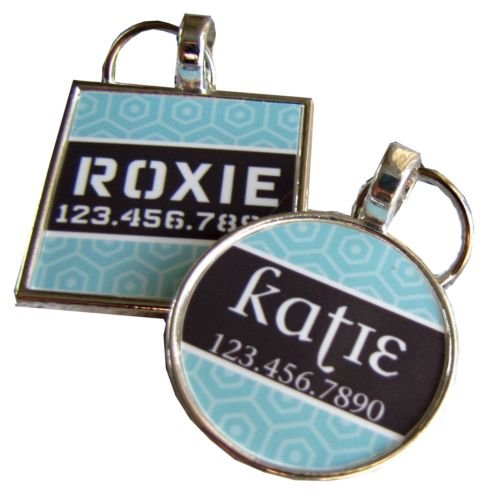 Modern Teal Geometric Pet ID Tag